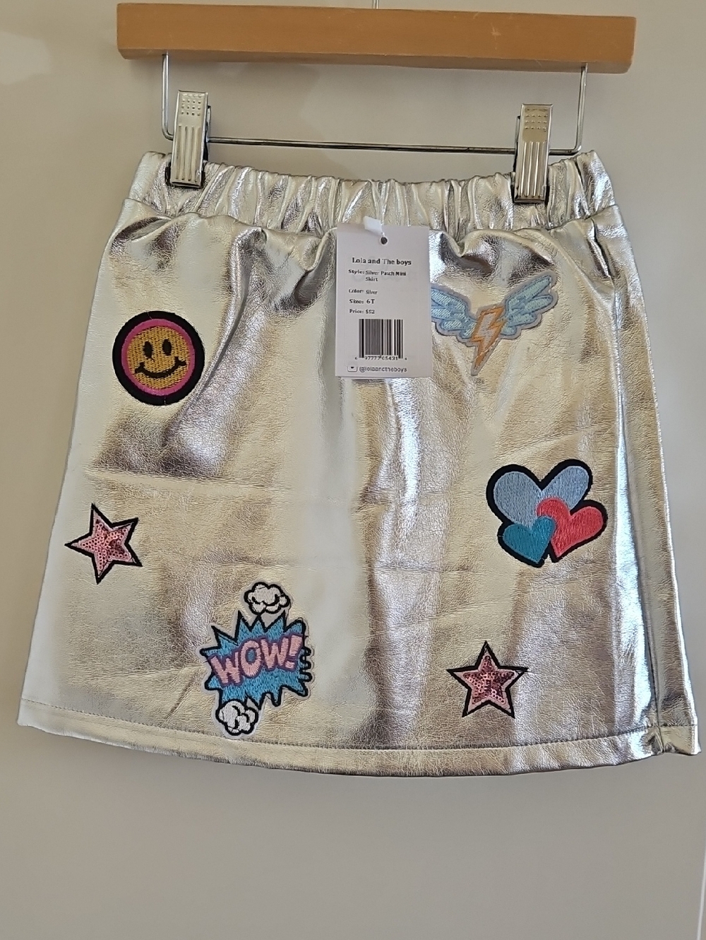 Lola + The Boys Silver Metallic Patch Skirt